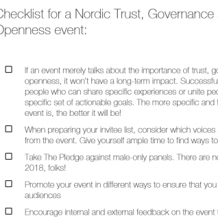 Checklist for a Nordic Trust, Governance and Openness event