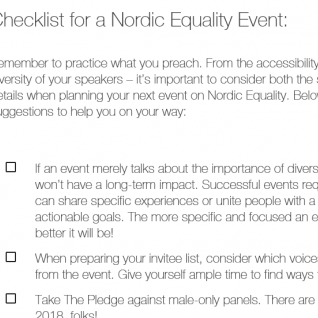 Checklist for a Nordic Equality Event